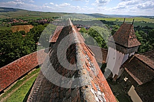 Viscri, Brasov county Ã¢â¬â Transylvania. Panoramic view from the roof top.